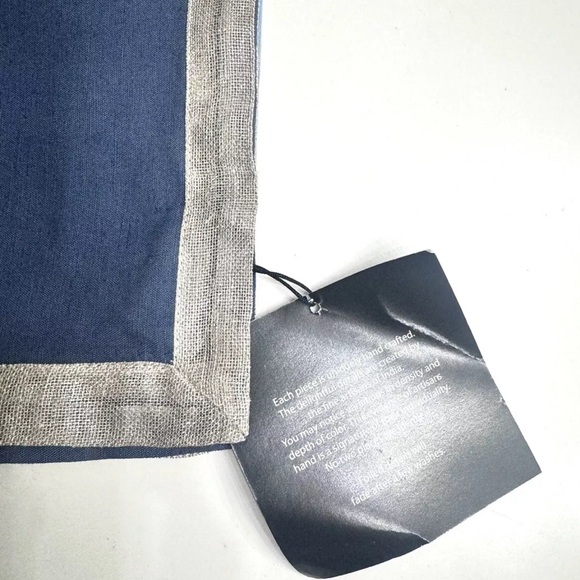 KIM SEYBERT RUNNER & 4 NAPKINS SET DIP DYE NAVY BLUE SILVER RIM NEIMAN MARCUS - Picture 2 of 8